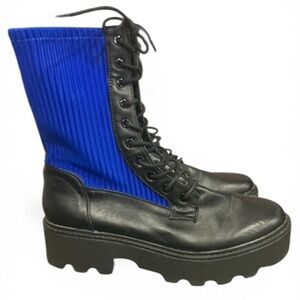 Bar‎ III Taryin Lug Sole Combat Boots Women's Size 11 Lace-Up Side Zip Black